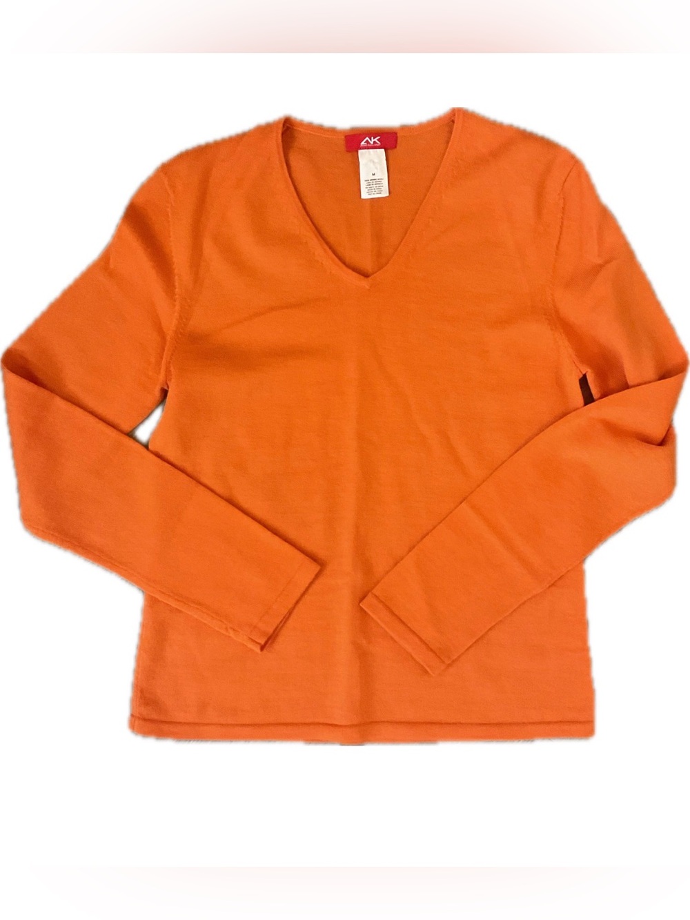 *Anne Klein Sport *Vibrant Orange Merino Wool Fine knit  Sweater.